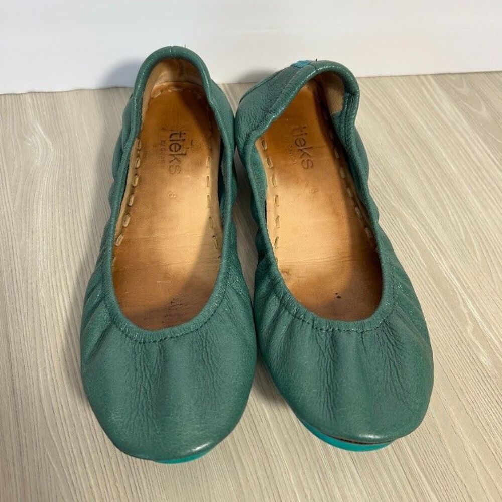 Tieks Ballet Flats Pacific Green Size 8 Leather Slip On Foldable Travel - Picture 2 of 7